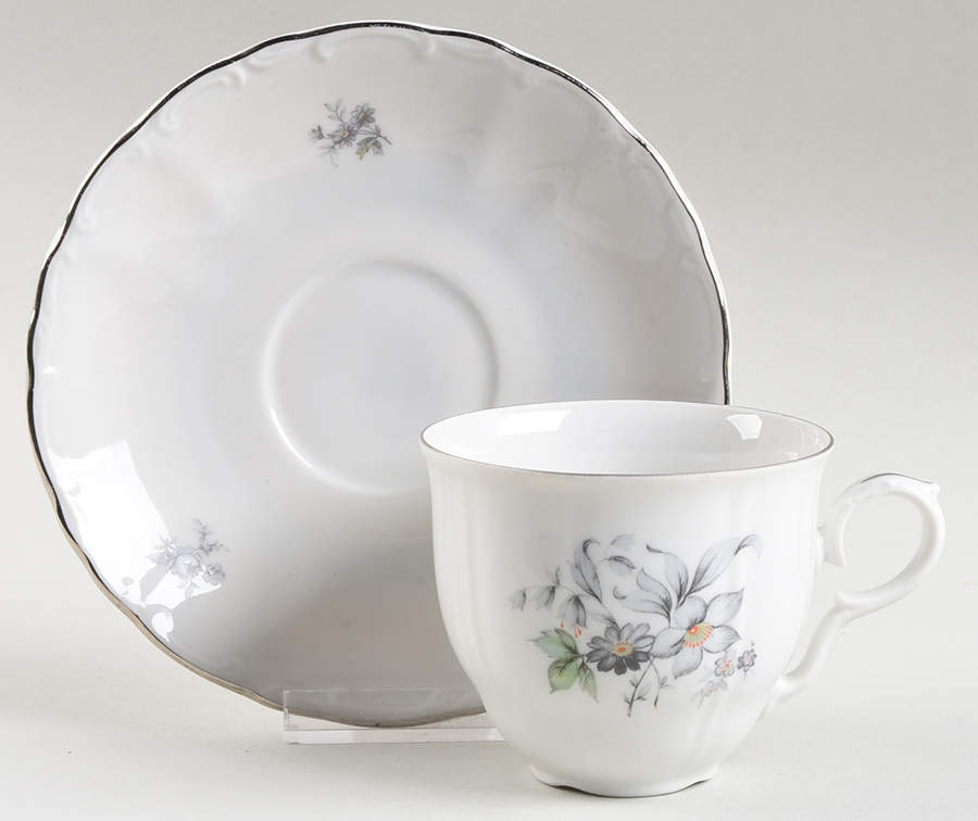 Wild Flower (Scroll Edge) Flat Cup & Saucer Set by Bohemia Ceramic Works-1