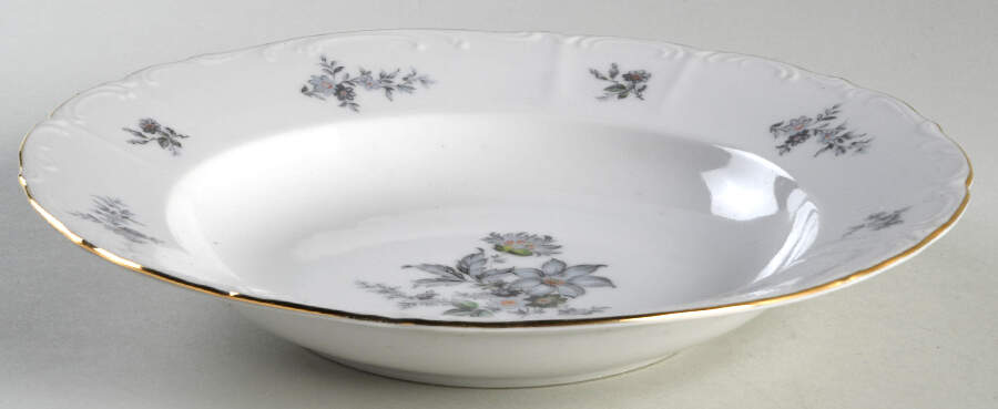 Wild Flower (Scroll Edge) Rim Soup Bowl by Bohemia Ceramic Works-1