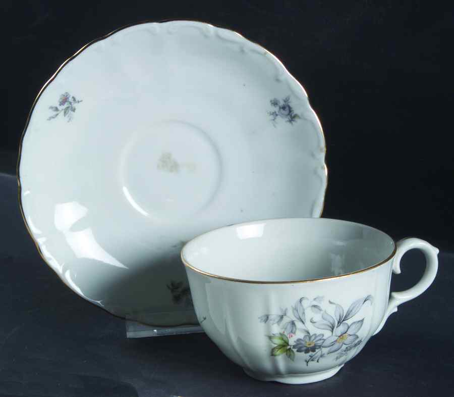 Wild Flower (Scroll Edge) Flat Cup & Saucer Set by Bohemia Ceramic Works-1