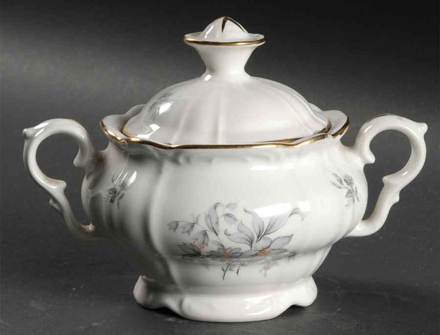 Wild Flower (Scroll Edge) Sugar Bowl & Lid by Bohemia Ceramic Works-1