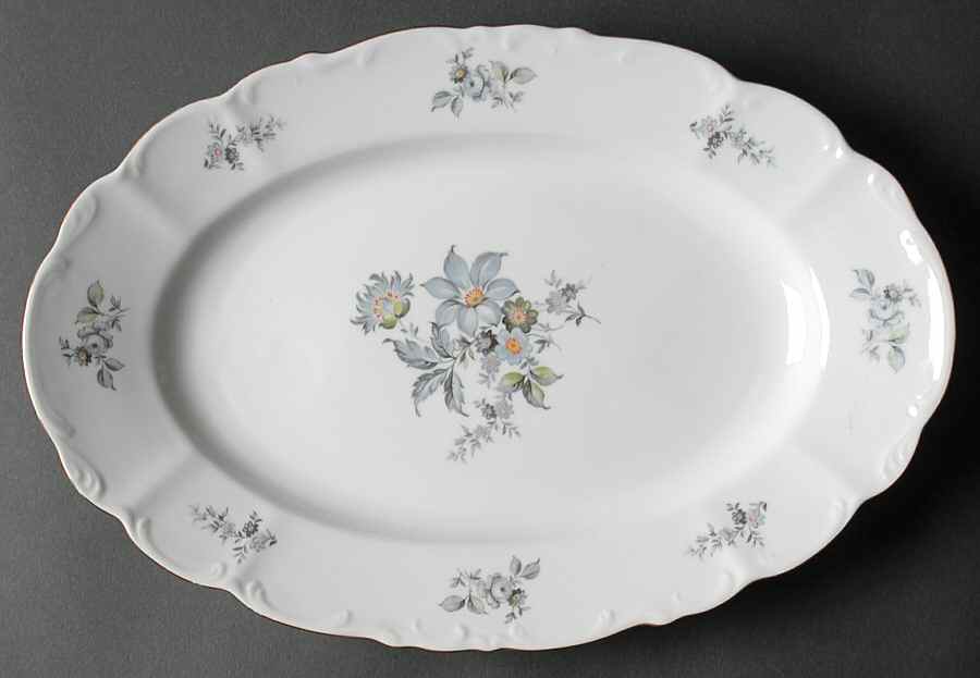 Wild Flower (Scroll Edge) 13" Oval Serving Platter by Bohemia Ceramic Works-1