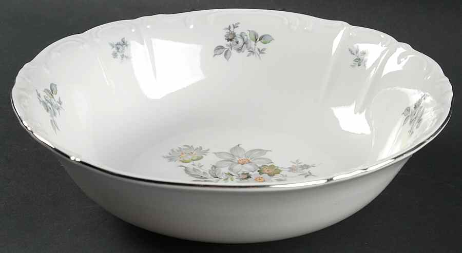 Wild Flower (Platinum Trim) 9" Round Vegetable Bowl by Bohemia Ceramic Works-1