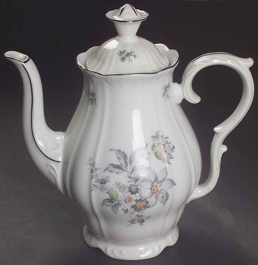 Wild Flower (Platinum Trim) Coffee Pot & Lid by Bohemia Ceramic Works-1