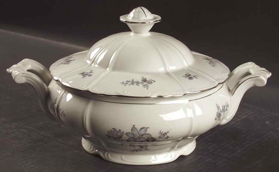 Wild Flower (Platinum Trim) Round Covered Vegetable by Bohemia Ceramic Works-1