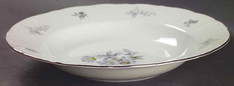Wild Flower (Platinum Trim) Rim Soup Bowl by Bohemia Ceramic Works-1