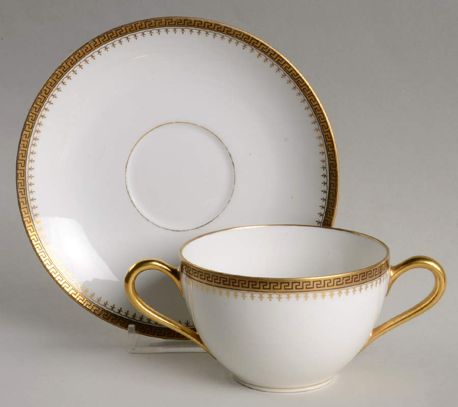 BOJ15 Flat Bouillon Cup & Saucer by Jean Boyer (Limoges)-1