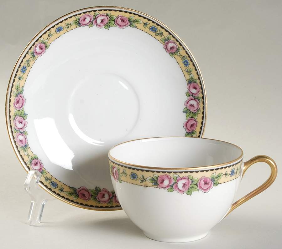 BOJ17 Flat Cup & Saucer Set by Jean Boyer (Limoges)-1