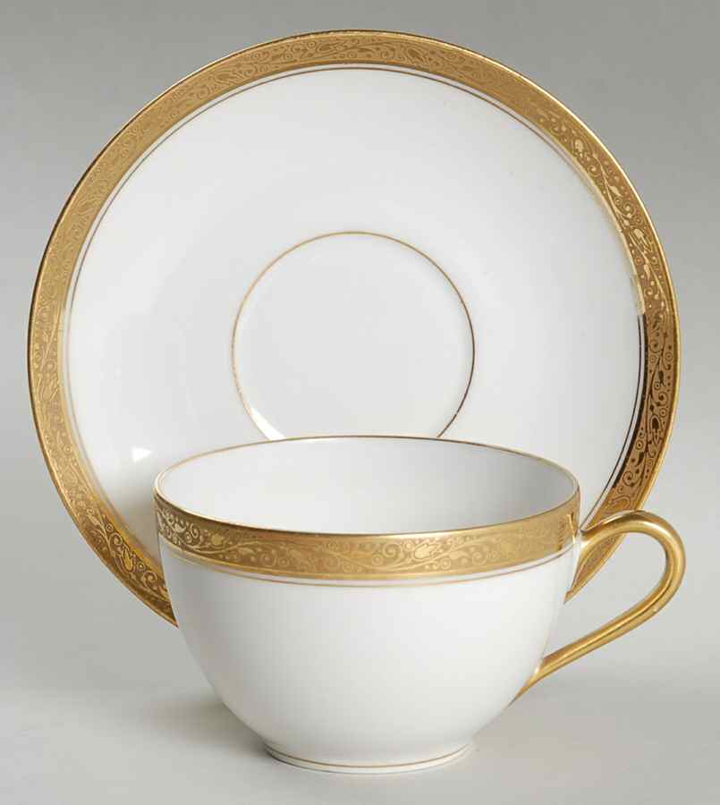 Ivy Flat Cup & Saucer Set by Jean Boyer (Limoges)-1
