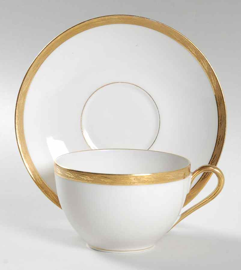 Laurel Flat Cup & Saucer Set by Jean Boyer (Limoges)-1