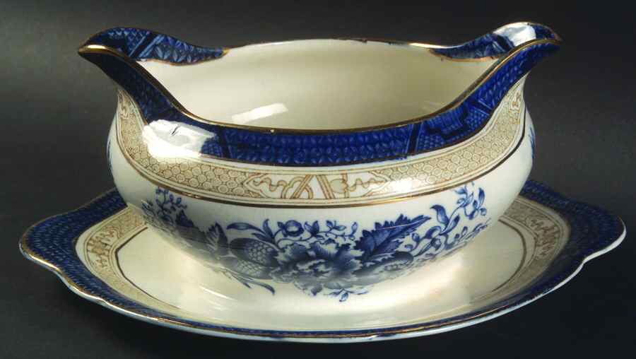 3252 Gravy Boat with Attached Underplate by Booths-1
