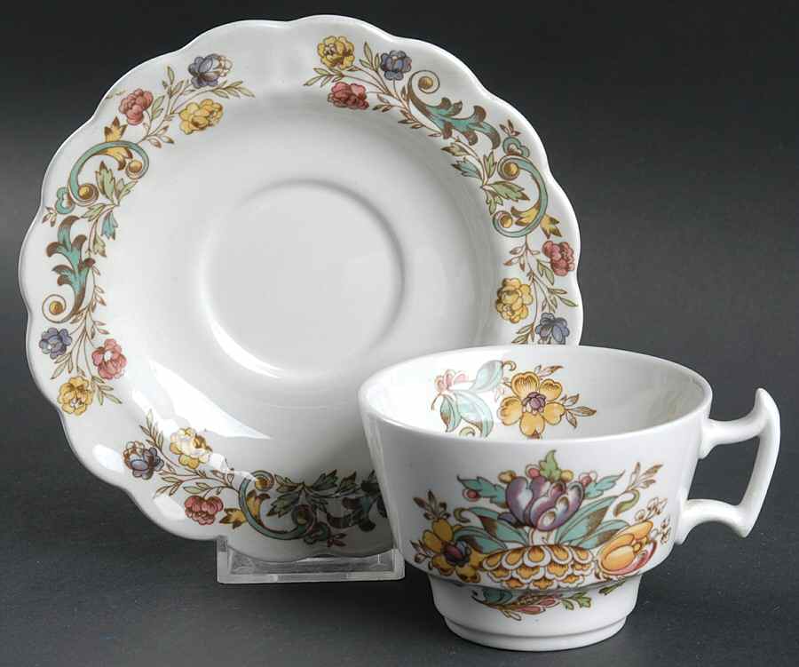 Bayonne Flat Cup & Saucer Set by Booths-1
