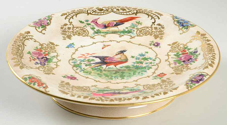Chelsea Birds Footed Cake Plate by Booths-1
