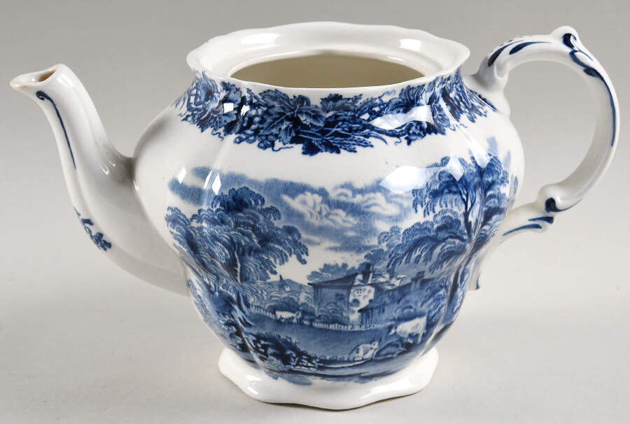 British Scenery Blue (Scalloped, A8024) Teapot No Lid by Booths-1
