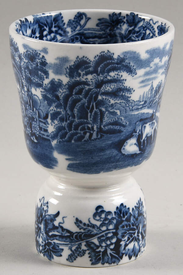British Scenery Blue (Scalloped, A8024) Double Egg Cup by Booths-1