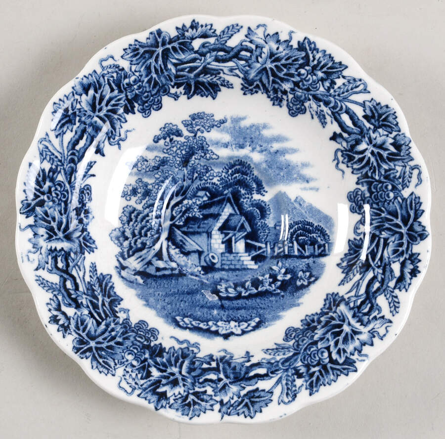 British Scenery Blue (Scalloped, A8024) Saucer for Demitasse Cup by Booths-1