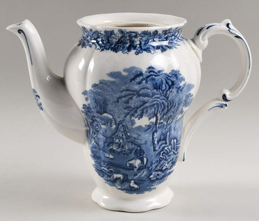 British Scenery Blue (Scalloped, A8024) Coffee Pot No Lid by Booths-1