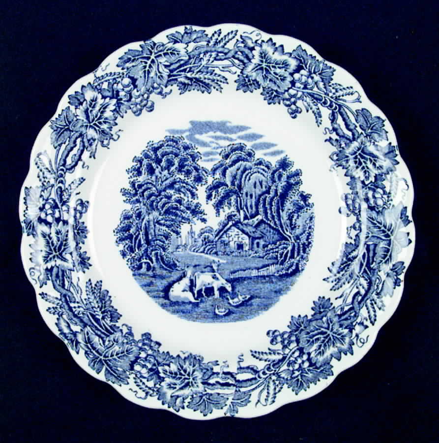 British Scenery Blue (Scalloped, A8024) Salad Plate by Booths-1