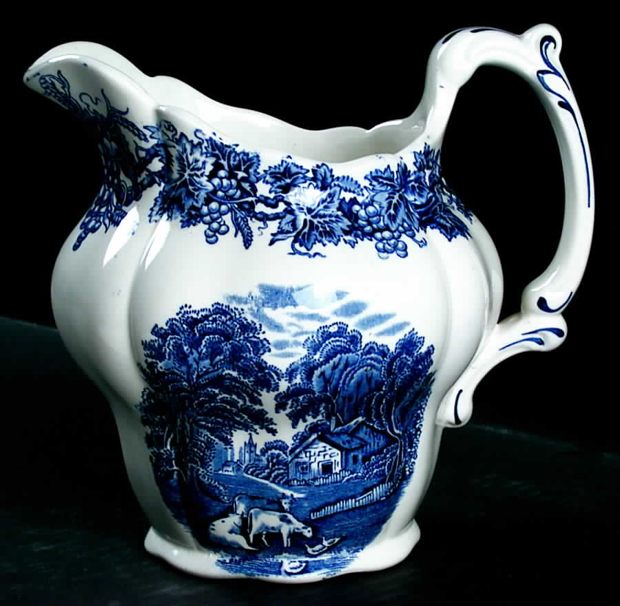 British Scenery Blue (Scalloped, A8024) 24 Oz Pitcher by Booths-1