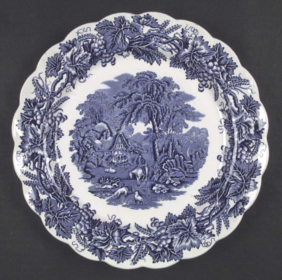 British Scenery Blue (Scalloped, A8024) Dinner Plate by Booths-1