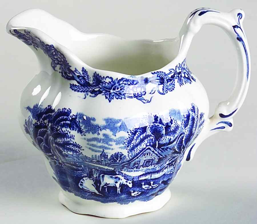 British Scenery Blue (Scalloped, A8024) Creamer by Booths-1
