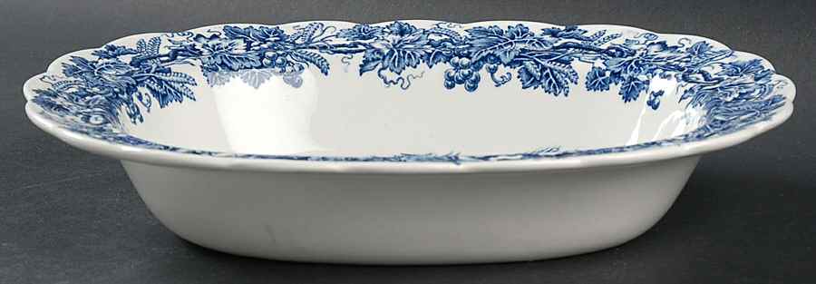 British Scenery Blue (Scalloped, A8024) 10" Oval Vegetable Bowl by Booths-1