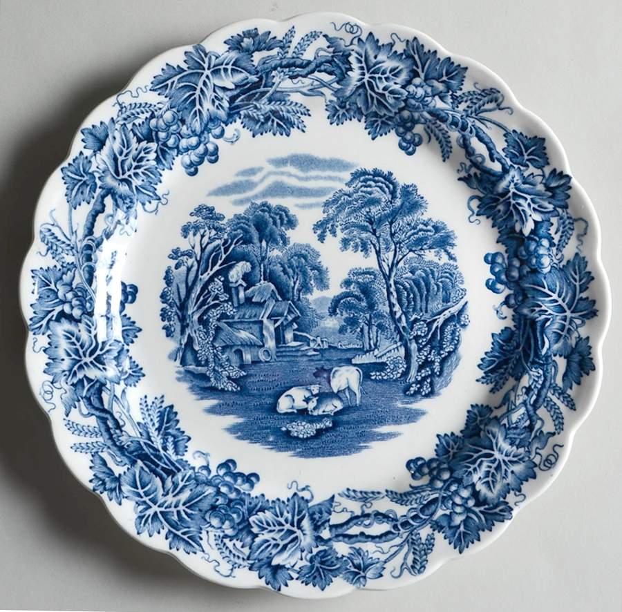 British Scenery Blue (Scalloped, A8024) Luncheon Plate by Booths-1