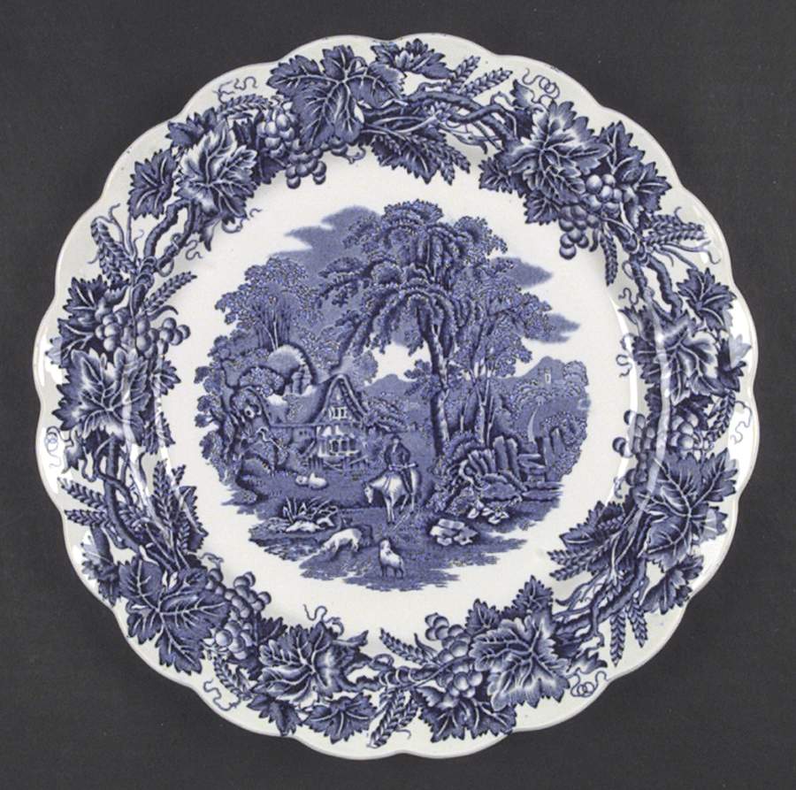 British Scenery Blue (Scalloped, A8024) Dinner Plate by Booths-1