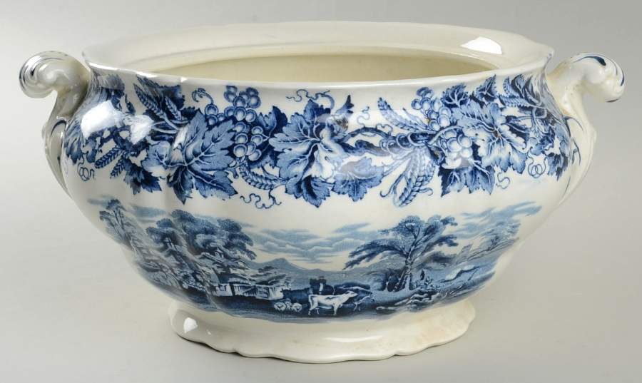 British Scenery Blue (Scalloped, A8024) Tureen No Lid by Booths-1