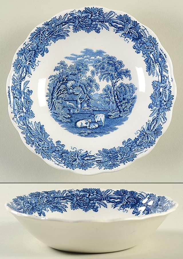 British Scenery Blue (Scalloped, A8024) Coupe Cereal Bowl by Booths-1