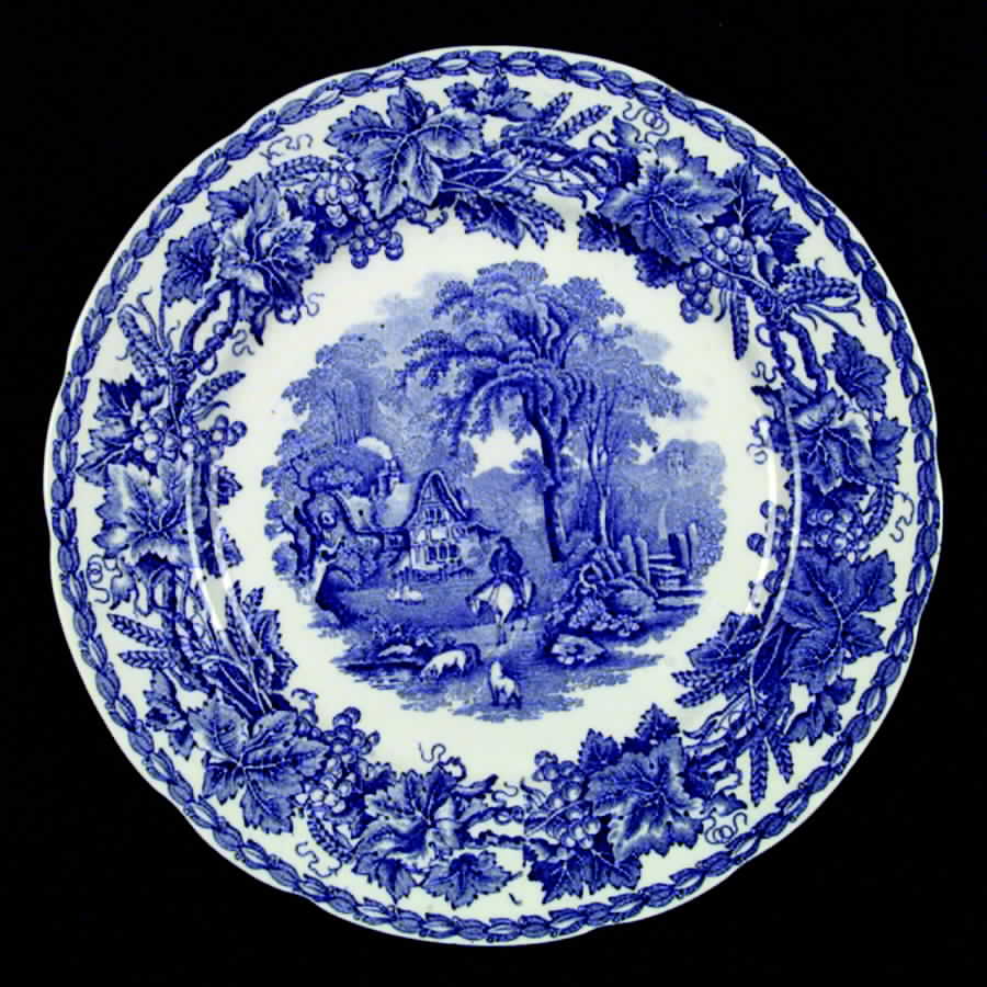 British Scenery Blue (Scalloped, No #) Dinner Plate by Booths-1