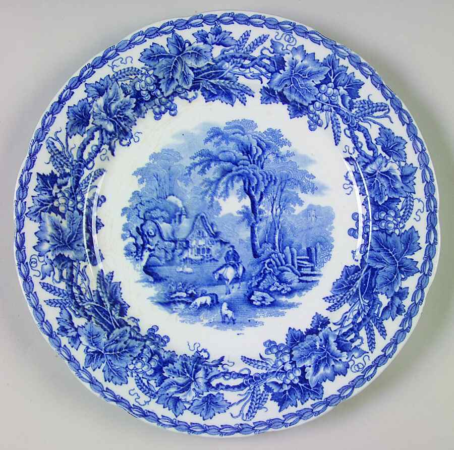 British Scenery Blue (Scalloped, No #) Large Dinner Plate by Booths-1