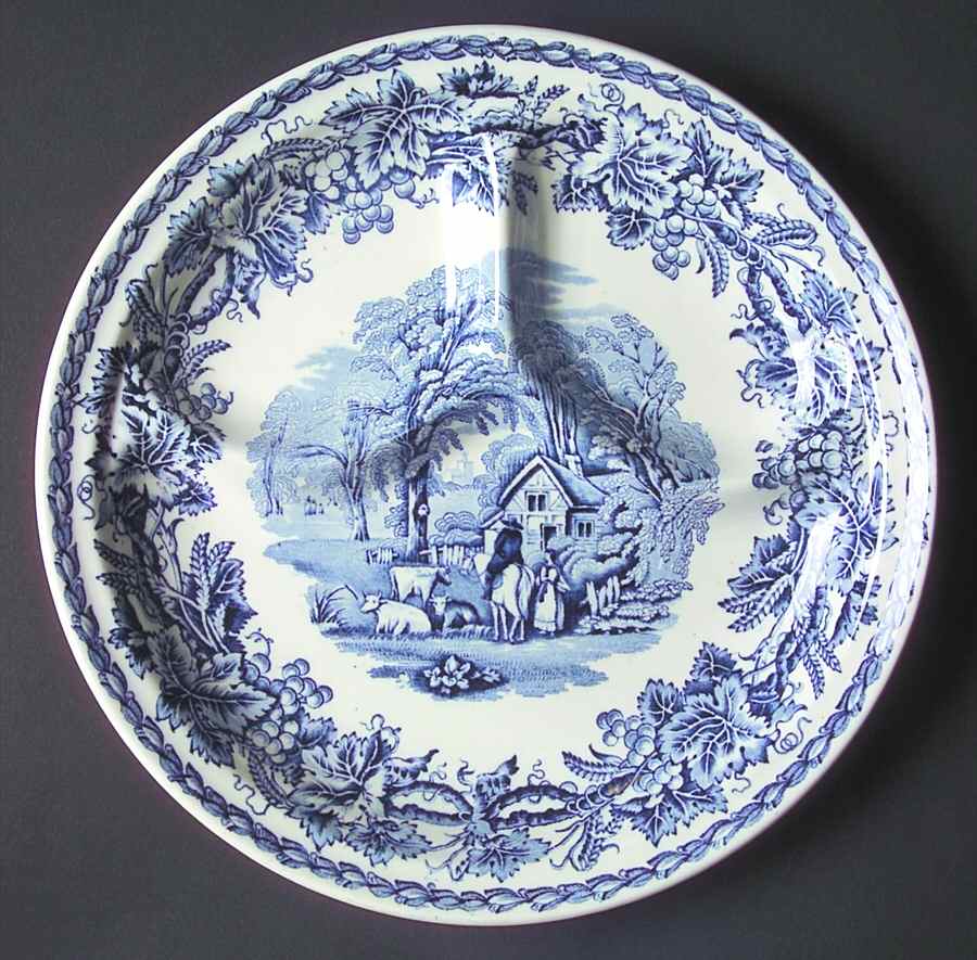 British Scenery Blue (Scalloped, No #) Grill Plate by Booths-1