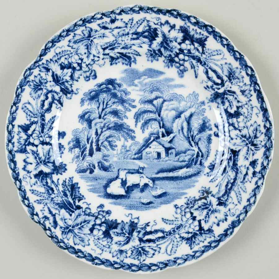 British Scenery Blue (Scalloped, No #) Bread & Butter Plate by Booths-1