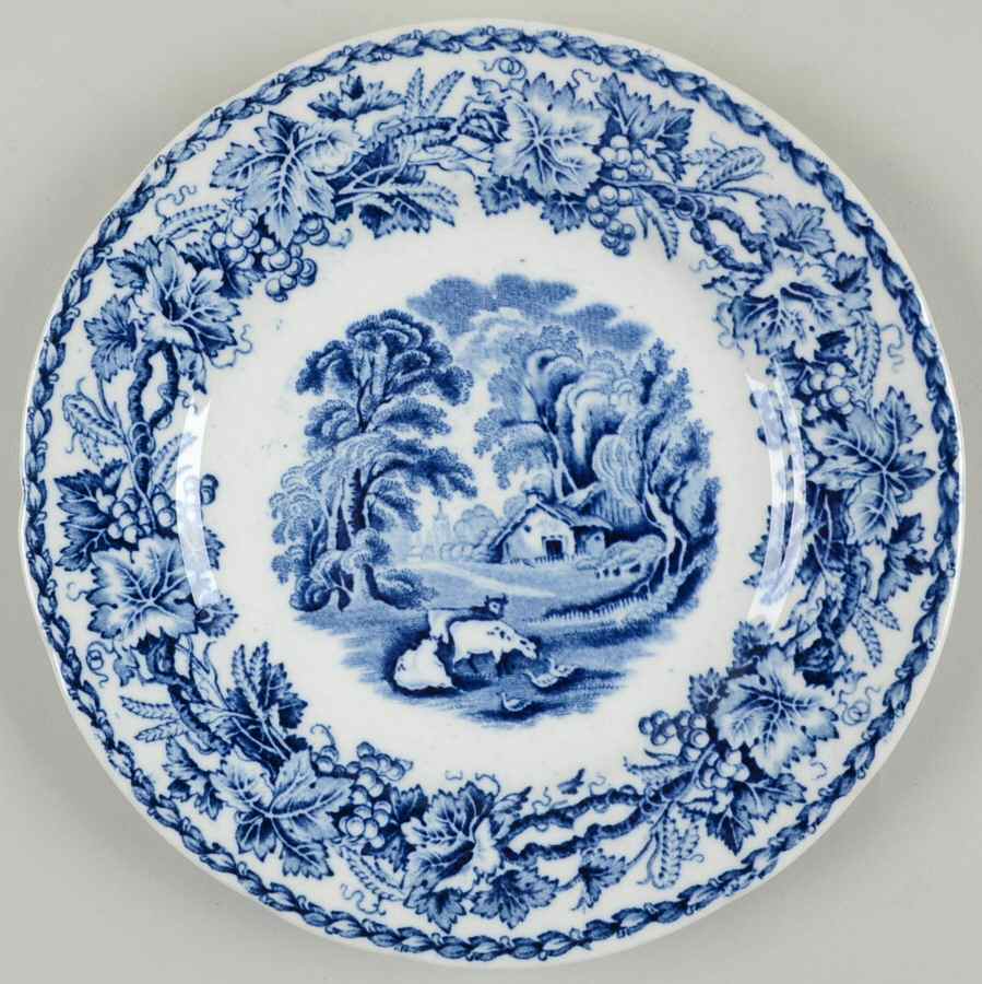 British Scenery Blue (Scalloped, No #) Dessert/Pie Plate by Booths-1