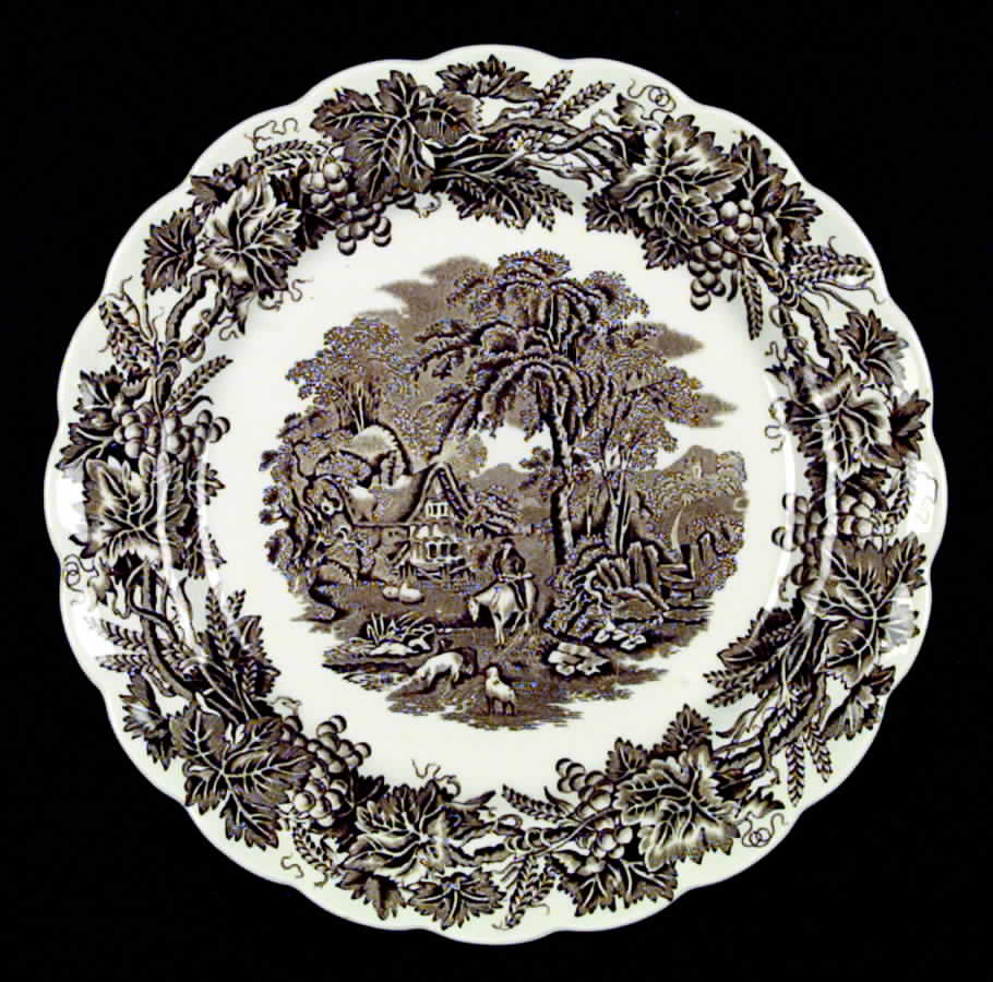 British Scenery Brown Dinner Plate by Booths-1