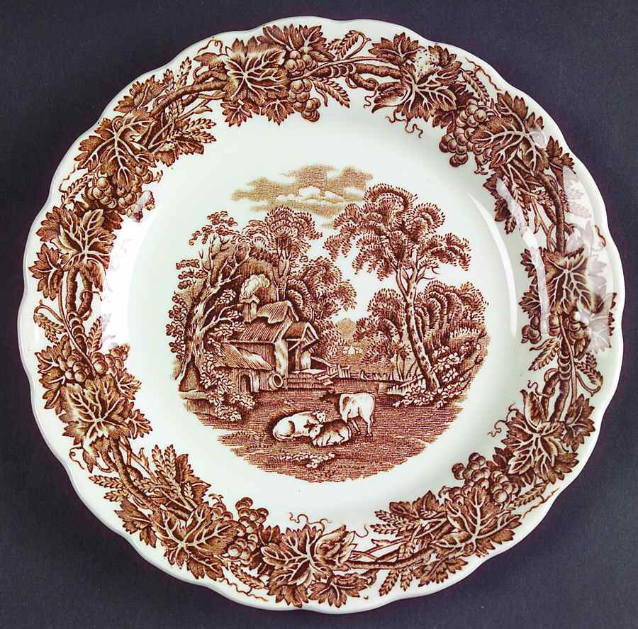 British Scenery Brown Dessert/Pie Plate by Booths-1