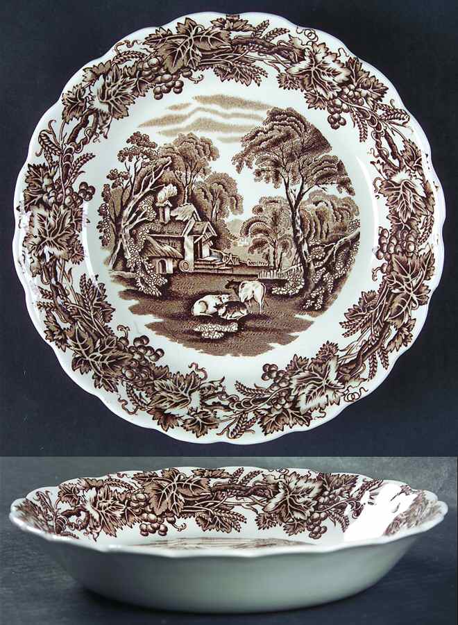British Scenery Brown Coupe Soup Bowl by Booths-1