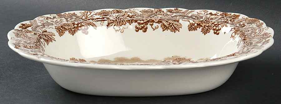 British Scenery Brown 10" Oval Vegetable Bowl by Booths-1
