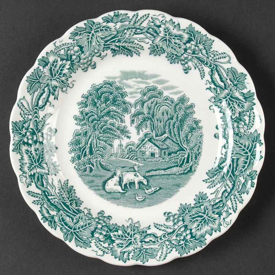 British Scenery Green Salad Plate by Booths-1