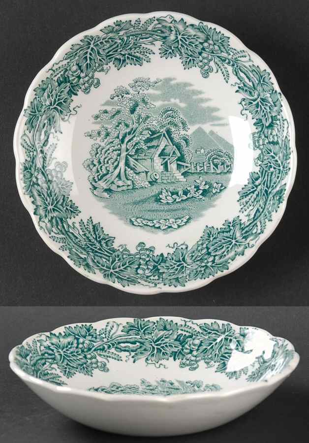 British Scenery Green Fruit/Dessert (Sauce) Bowl by Booths-1