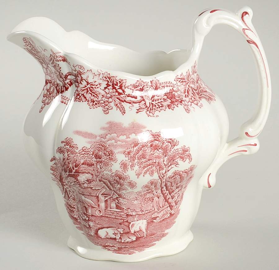 British Scenery Pink (Scalloped, A8024) 24 Oz Pitcher by Booths-1