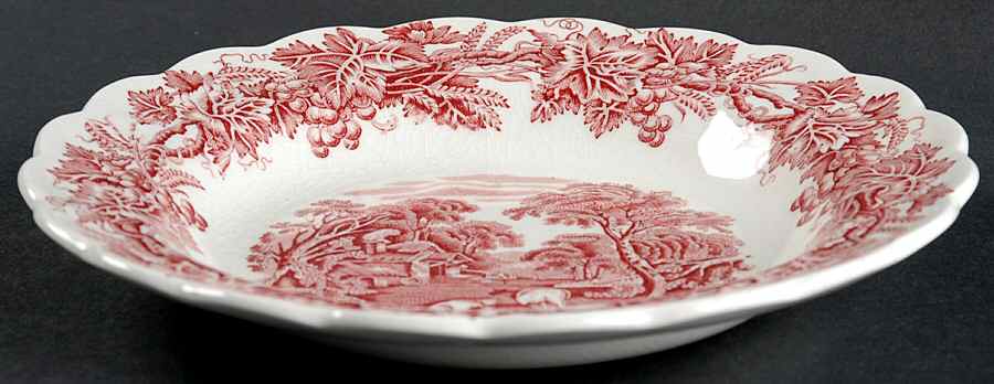 British Scenery Pink (Scalloped, A8024) Rim Soup Bowl by Booths-1