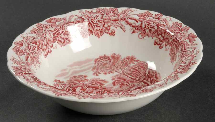 British Scenery Pink (Scalloped, A8024) 8" Round Vegetable Bowl by Booths-1