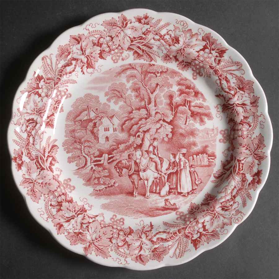 British Scenery Pink (Scalloped, A8024) 12" Chop Plate (Round Platter) by Booths-1