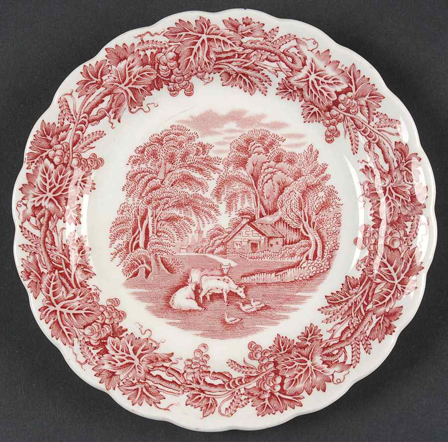 British Scenery Pink (Scalloped, A8024) Bread & Butter Plate by Booths-1