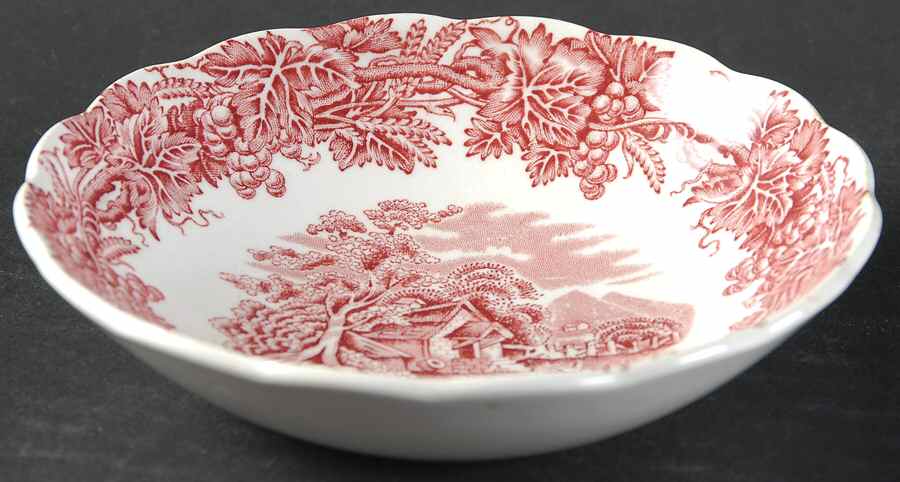 British Scenery Pink (Scalloped, A8024) Fruit/Dessert (Sauce) Bowl by Booths-1