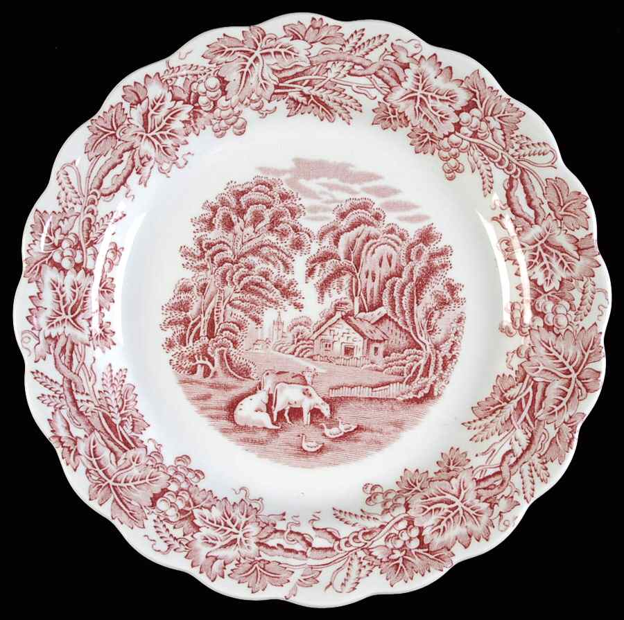 British Scenery Pink (Scalloped, A8024) Salad Plate by Booths-1