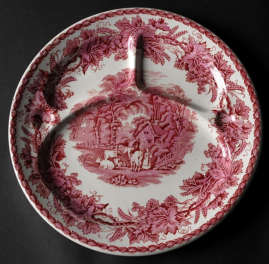 British Scenery Pink (Scalloped, A8024) Grill Plate by Booths-1