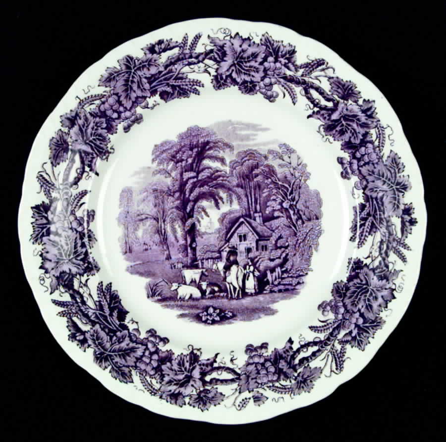 British Scenery Purple (Embossed Edge) Dinner Plate by Booths-1
