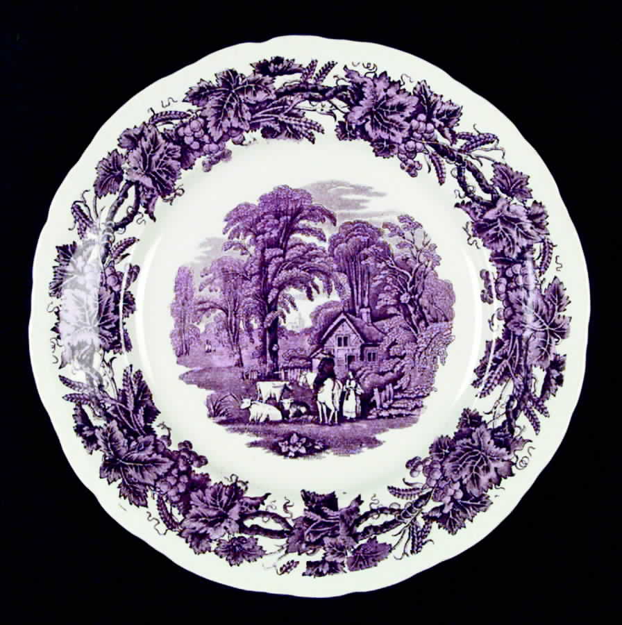 British Scenery Purple (Embossed Edge) Salad Plate by Booths-1